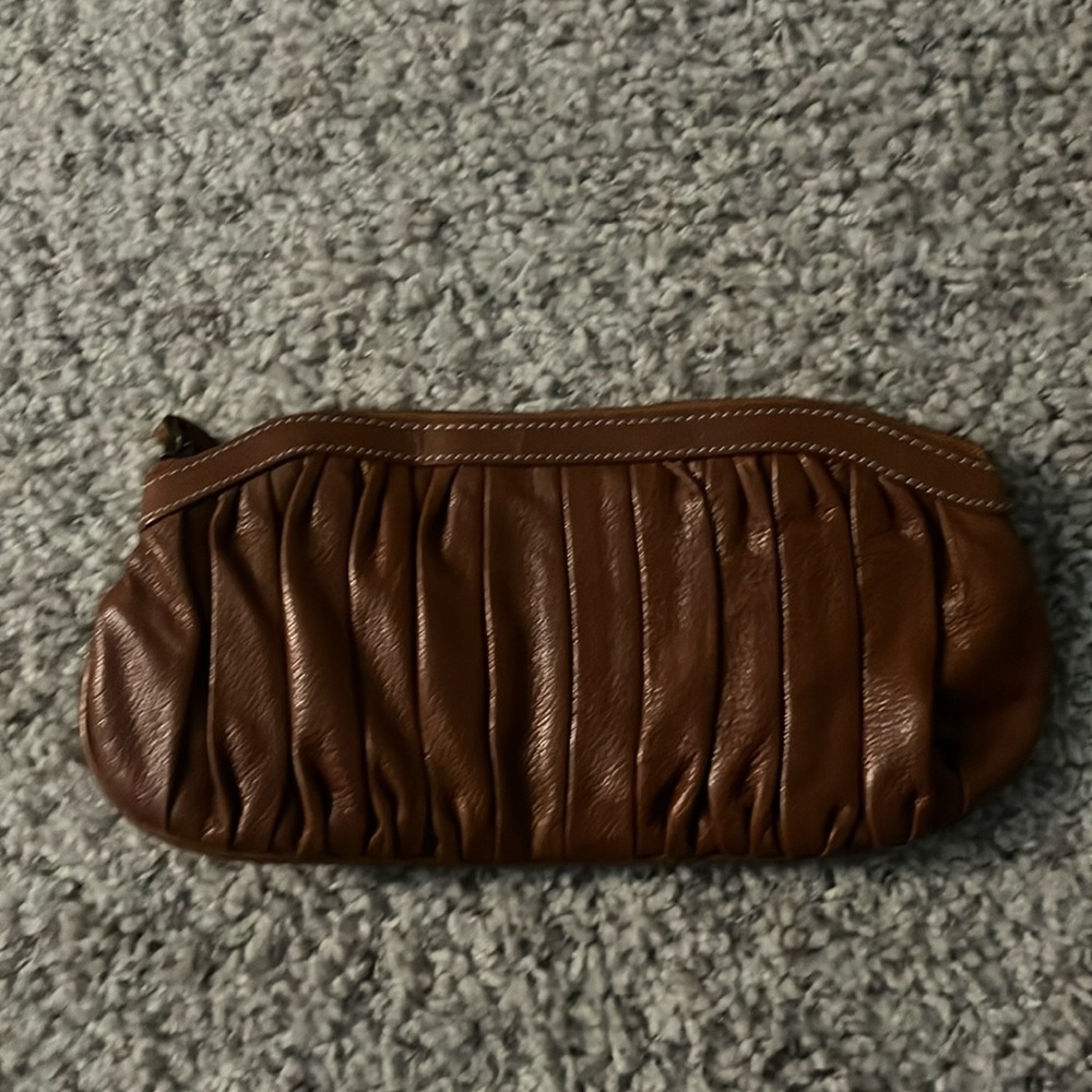 Tan Leather Clutch Purse